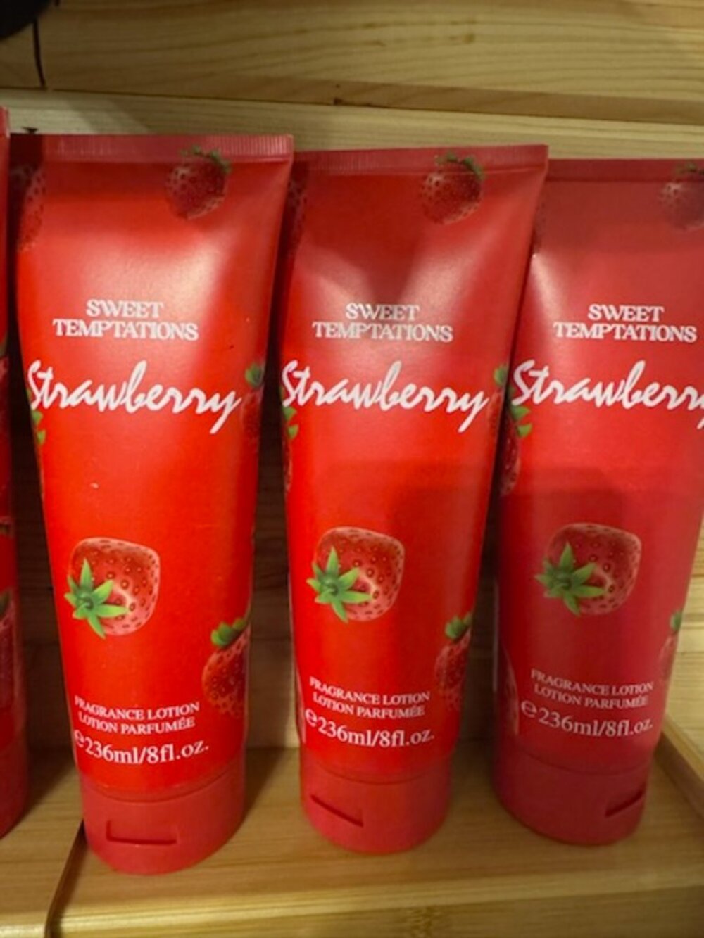 LOT OF SIX - Sweet Temptations STRAWBERRY Fragrance Body Lotion 8 oz/236ml X6